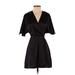 H&M Casual Dress - Wrap V-Neck Short Sleeve: Black Solid Dresses - Women's Size X-Small