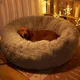 Lit rond ultra doux lavable pour animaux de compagnie câlin mat confortable chenil pour chien