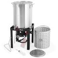 OuterMust Outdoor Propane Turkey Fryer w/ Basket & Burner Set Stainless Steel/Aluminum in Black/Gray | 30 H x 12 W x 12 D in | Wayfair TF30-01B