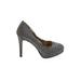 Fioni Heels: Slip-on Stiletto Glamorous Gray Shoes - Women's Size 7 1/2 - Round Toe