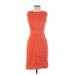 J.Crew Casual Dress - Party Crew Neck Sleeveless: Orange Solid Dresses - Women's Size 0