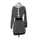 Shein Casual Dress - Bodycon Collared Long sleeves: Black Color Block Dresses - Women's Size 4