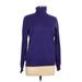 Turtleneck Sweater: Purple Color Block Tops - Women's Size Large