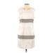 Esley Casual Dress - Shift Scoop Neck Sleeveless: Ivory Color Block Dresses - Women's Size Large