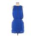 Banana Republic Casual Dress - Mini High Neck Sleeveless: Blue Solid Dresses - Women's Size 2
