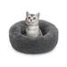 MoNiBloom Plush Cat Dog Bed Calming Doughnut Fur Cuddler Bed Pet Bed Round Fluffy Pet Cushion Pad Polyester in Gray | Wayfair A69-DB-001-23-GY