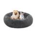 MoNiBloom Plush Cat Dog Bed Calming Doughnut Fur Cuddler Bed Pet Bed Round Fluffy Pet Cushion Pad Polyester in Gray | Wayfair A69-DB-001-30-GY