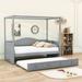 Red Barrel Studio® Shruthi Twin Wood Canopy Daybed w/ Twin Size Trundle Wood in Gray | 67 H x 38 W x 78 D in | Wayfair