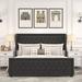 Ivy Bronx Kaiyah Bed Wood & /Upholstered/Velvet in Black | 52.5 H x 80 W x 85.8 D in | Wayfair 401A11FC1D95496DA25A782A96B37F1A