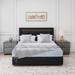 Latitude Run® Sigourney Queen Storage Slat Headboard Bed Upholstered/Metal/Linen in Black/Gray | 44.49 H x 63 W x 82.68 D in | Wayfair