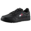 Sneaker TOMMY JEANS "TJM RETRO ESS", Herren, Gr. 43, schwarz, Leder, Lederimitat, unifarben, sportlich, Schuhe, mit TOMMY Markenlogo, Freizeitschuh, Halbschuh, Schnürschuh