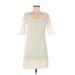 Banana Republic Heritage Collection Casual Dress - Shift Scoop Neck 3/4 sleeves: Ivory Dresses - Women's Size 8