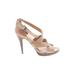 Nine West Heels: Tan Print Shoes - Women's Size 9 - Open Toe