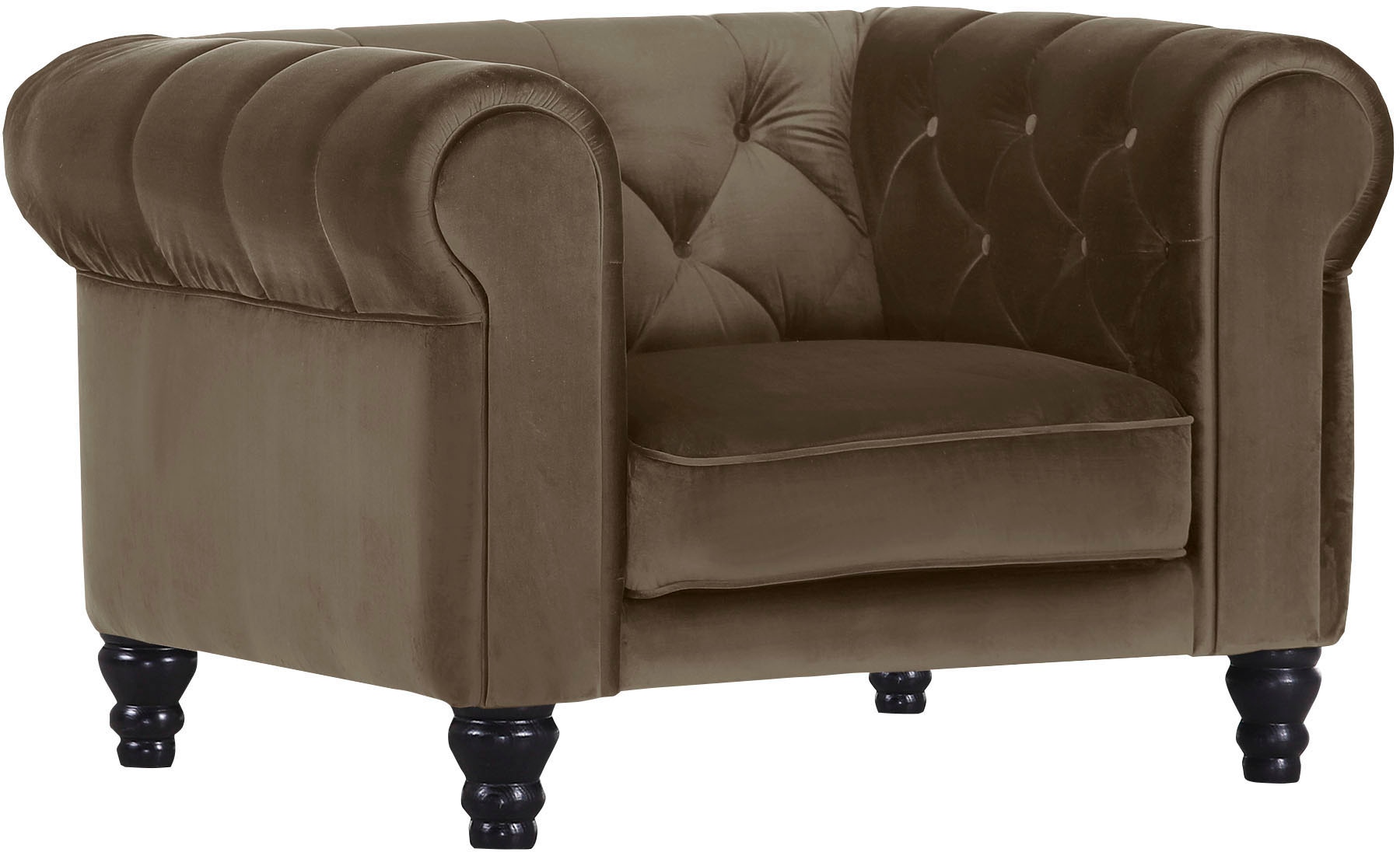 Chesterfield-Sessel GUTMANN FACTORY, braun, B:105cm H:75cm T:90cm, 100% Polyester, Sessel