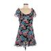 Trafaluc by Zara Casual Dress - A-Line: Blue Floral Dresses - Women's Size Medium