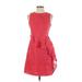 Vince Camuto Casual Dress - A-Line Crew Neck Sleeveless: Red Print Dresses - Women's Size 0