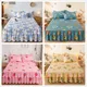 Double Lace Bed Skirt colcha de cama queen Plant Printed Bed Cover Single/Queen/King Size Bed Sheet