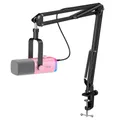 FIFINE Gaming USB/XLR Dynamic Microphone Kit with Gain Knob/RGB/Monitor Boom Arm Mic Set for PC