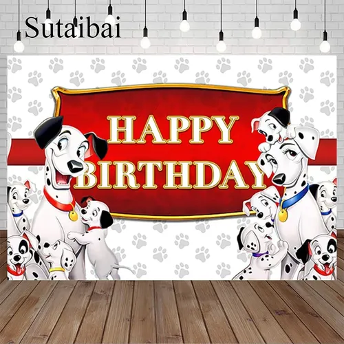 Weiß 101 Dalmatiner Hunde Hintergrund für Geburtstags feier liefert 101 Hunde Banner für Party