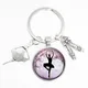 Ballerina Figure Silhouette Keychain Ballet Glass Pendant Charm Keychain Customizable Dancer Lover