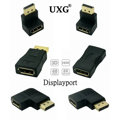 UP Down Displayport-Adapter links rechts abgewinkelter DP-Adapter 4 K/60 Hz 2 K/144 Hz Image
