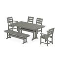 POLYWOOD Lakeside 6-Piece Farmhouse Dining Set With Trestle Legs in Slate Grey