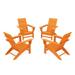 POLYWOOD 4-Piece Modern Adirondack Chair Conversation Set in Tangerine