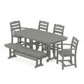 POLYWOOD La Casa Cafe 6-Piece Dining Set with Bench in Slate Grey