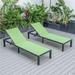 13.2 x 25 x 78.5 in. Marlin Patio Chaise Lounge Chair with Black Aluminum Frame Green - Set of 2