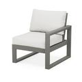 POLYWOOD EDGE Modular Right Arm Chair in Slate Grey / Natural Linen