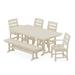 POLYWOOD Lakeside 6-Piece Farmhouse Dining Set with Bench in Sand