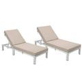 330 lbs Chelsea Modern Outdoor Weathered Grey Chaise Lounge Chair with Cushions Beige - Set of 2