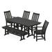 POLYWOOD Vineyard 6-Piece Farmhouse Dining Set with Bench in Black