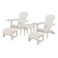 35 x 32 x 28 in. 2 Foldable Chair with Ottoman & 1 End Table White