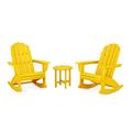 POLYWOOD Vineyard Curveback 3-Piece Adirondack Rocking Chair Set in Lemon