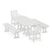 POLYWOOD Chippendale 5-Piece Dining Set with Benches in White