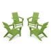 POLYWOOD 4-Piece Modern Adirondack Chair Conversation Set in Lime