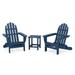 POLYWOOD Classic Folding Adirondack 3-Piece Set with Long Island 18 Side Table in Navy