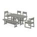 POLYWOOD EDGE 6-Piece Dining Set with Bench in Slate Grey