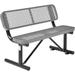 4 ft. Outdoor Steel Bench with Backrest & Expanded Metal - Gray