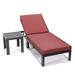 15.35 x 29.53 x 74.80 in. Chelsea Modern Aluminum Outdoor Chaise Lounge Chair with Side Table & Cushion Red