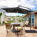 8.2 ft. x 8.2 ft. Cantilever Solar LED Lighted Square Patio Umbrella With a Base in Black