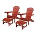 35 x 32 x 28 in. 2 Foldable Adirondack Chair with Cup Holder with Ottoman Red