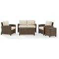 Bradenton Outdoor Wicker Conversation Set with Sand Cushions - 5 Piece