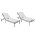 330 lbs Chelsea Modern Outdoor Weathered Grey Chaise Lounge Chair with Cushions Light Grey - Set of 2