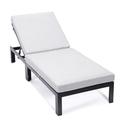 15.35 x 29.53 x 74.80 in. Chelsea Modern Aluminum Outdoor Chasie Lounge Chair with Cushion Light Grey