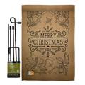 BD-XM-GS-114113-IP-BO-D-US16-BD 13 x 18.5 in. Merry Christmas Bells Burlap Winter Impressions Decorative Vertical Double Sided Garden Flag Set with Banner Pole