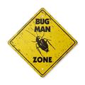 Bug Man Vintage Crossing Sign Zone Xing | Indoor/Outdoor Plastic | 12 Tall rustic pesticide roaches trap bait kill termite