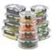 JoyJolt 24-Piece Fluted Glass Food Storage Container Set with Lids - 13.5 oz. 20.5 oz. 32 oz. 5.2 in. 5.9 in. 6.75 in.