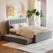 Teddy Fleece Upholstered Bed Frame Queen Size Platform Bed with Pull Out Trundle Bed Frame and LED Lights for Bedroom, Gray